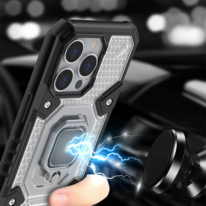 Husa antisoc iPhone 13 Pro Max Techsuit Honeycomb, roz