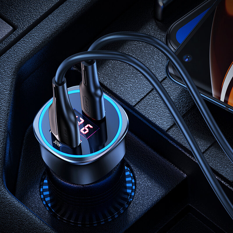 Incarcator auto Super Fast Charge Usams C26, USB, Type-C PD 95W, gri, US-CC146