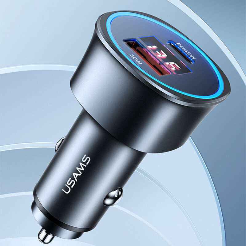 Incarcator auto Super Fast Charge Usams C26, USB, Type-C PD 95W, gri, US-CC146