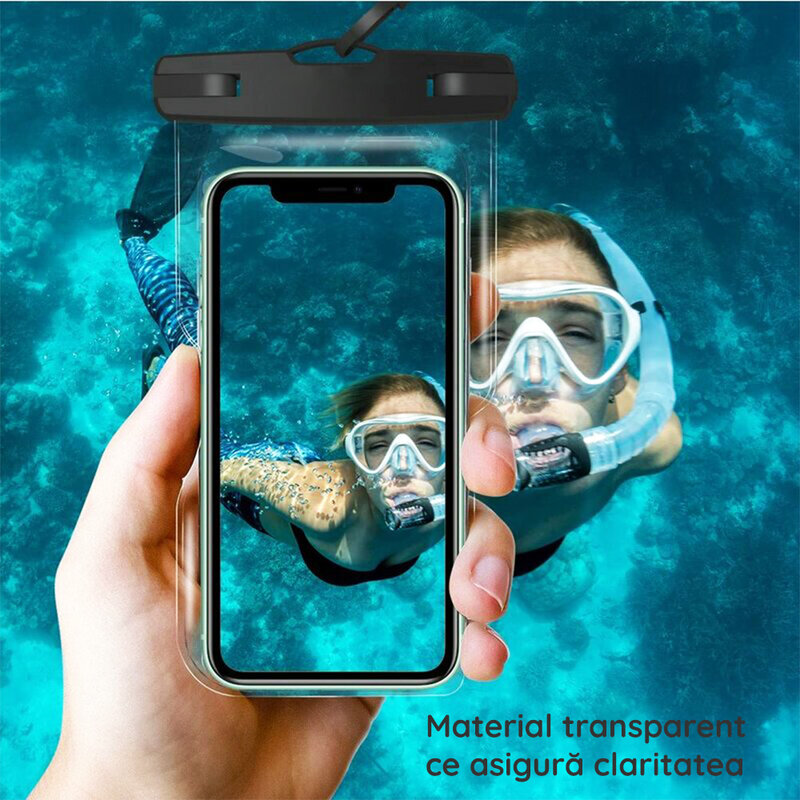Husa subacvatica telefon Tech-Protect, carcasa waterproof, negru