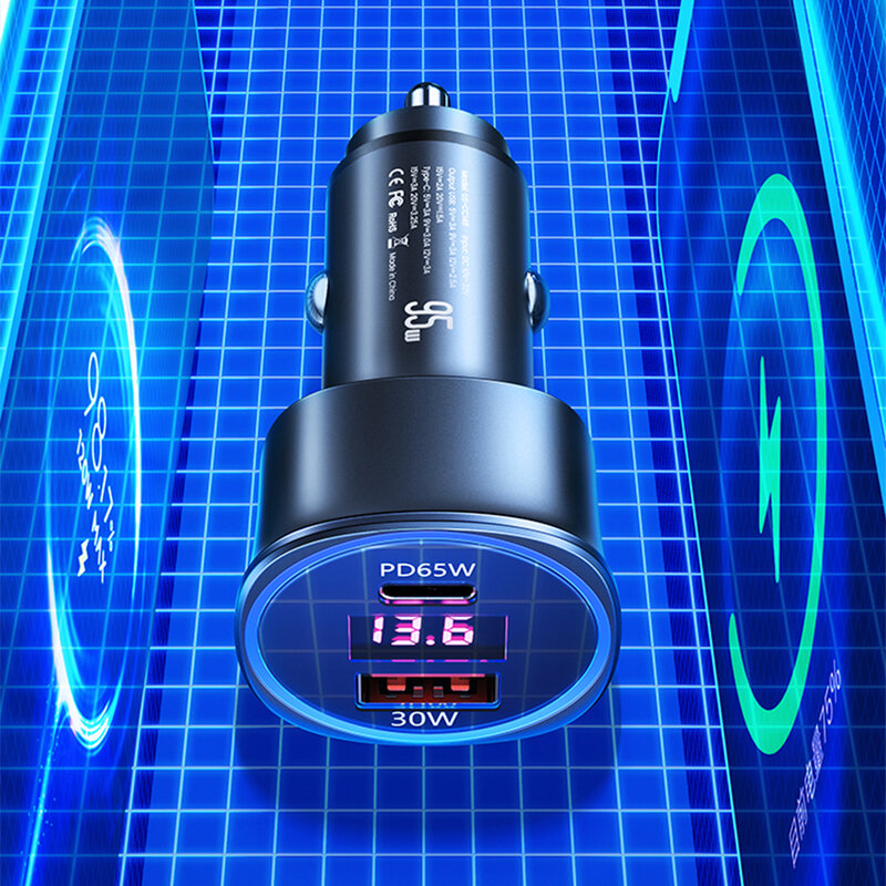 Incarcator auto Super Fast Charge Usams C26, USB, Type-C PD 95W, gri, US-CC146