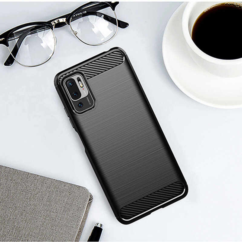 Husa Xiaomi Redmi Note 10 5G Techsuit Carbon Silicone, negru