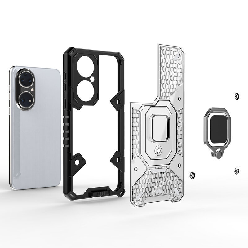 Husa antisoc Huawei P50 Pro Techsuit Honeycomb, roz
