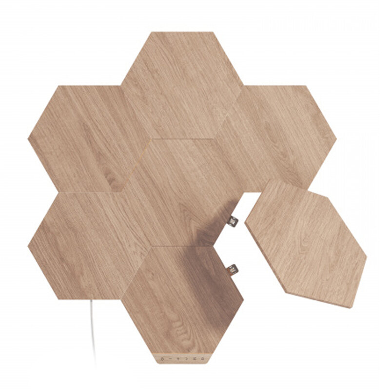 [Pachet 7x] Panouri luminoase Nanoleaf Elements Wood Look Hexagons Smarter Kit 