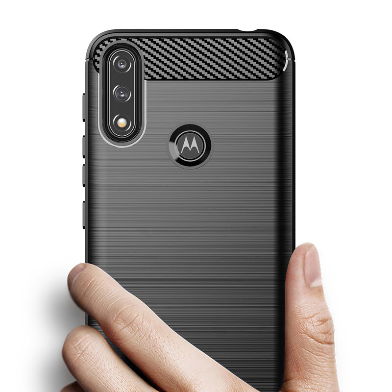 Husa Motorola Moto E7 Power Techsuit Carbon Silicone, negru