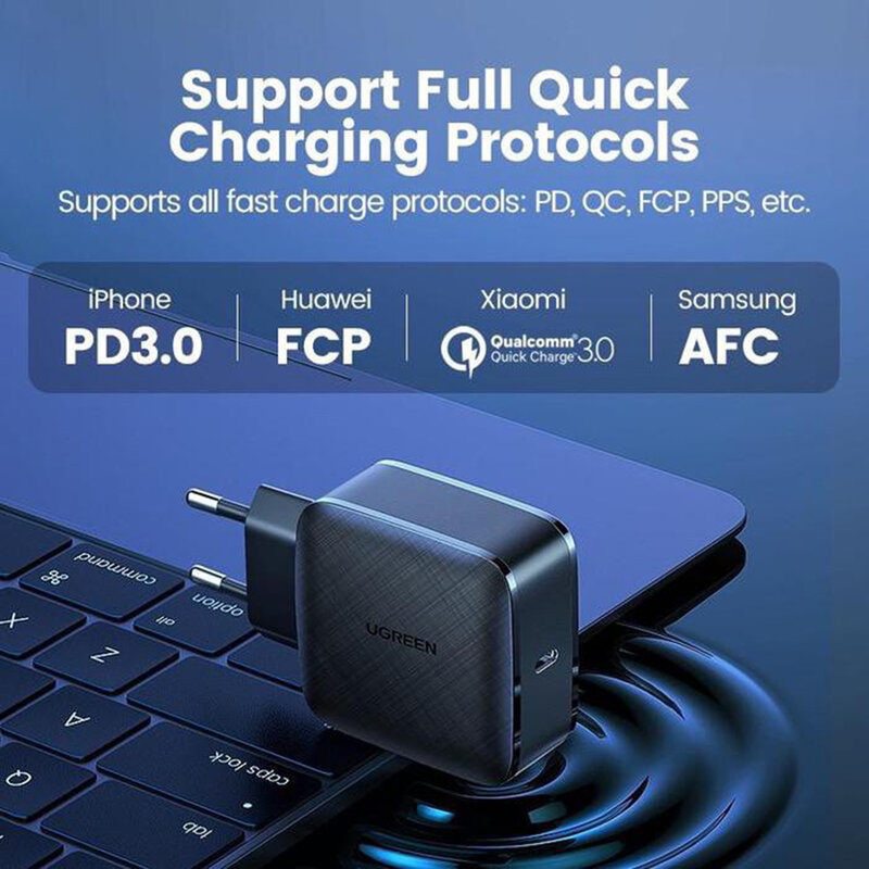 Incarcator Fast Charge GaN X PD 65W USB-C Ugreen, negru, 70817