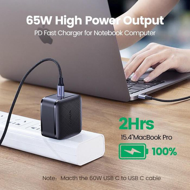 Incarcator Fast Charge GaN X PD 65W USB-C Ugreen, negru, 70817