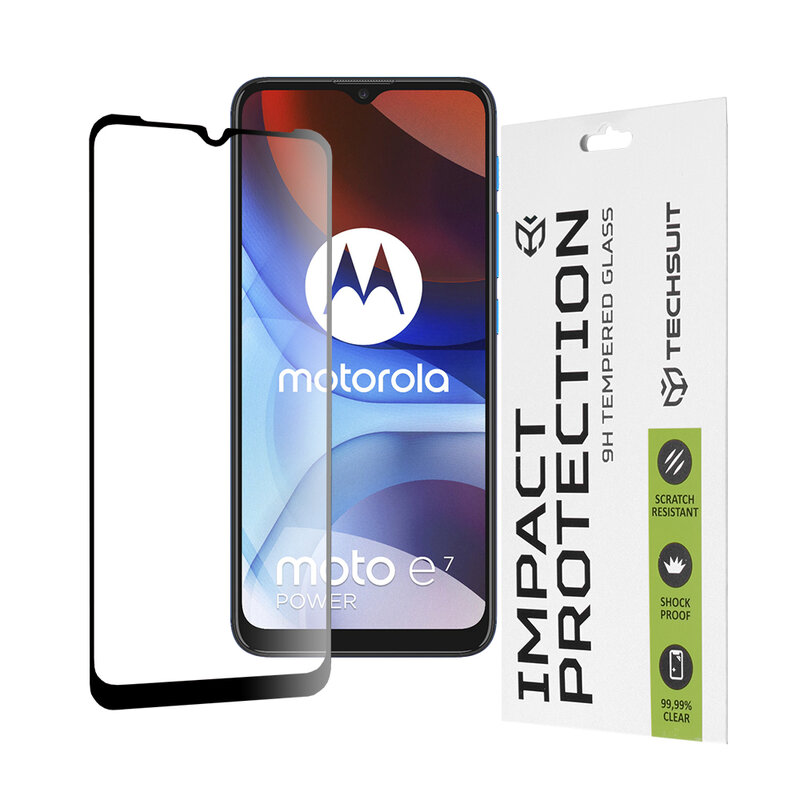 Folie sticla Motorola Moto E7 Power Techsuit 111D Full Glue Full Cover, negru
