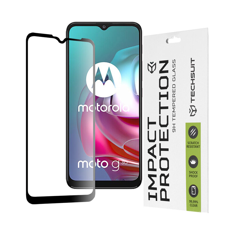 Folie sticla Motorola Moto G30 Techsuit 111D Full Glue Full Cover, negru