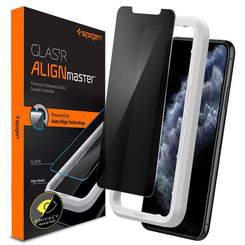 Folie Sticla iPhone 11 Pro Spigen Glas.t R Align Master Privacy - Black