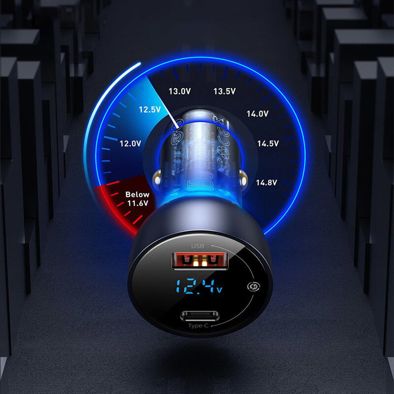 Incarcator auto Baseus, Type-C PD3.0, USB QC4.0, 65W, gri, CCKX-C0G