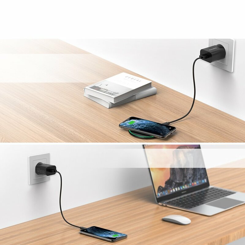 Incarcator wireless Fast Charge 15W + priza 18W Choetech, negru, T559-F