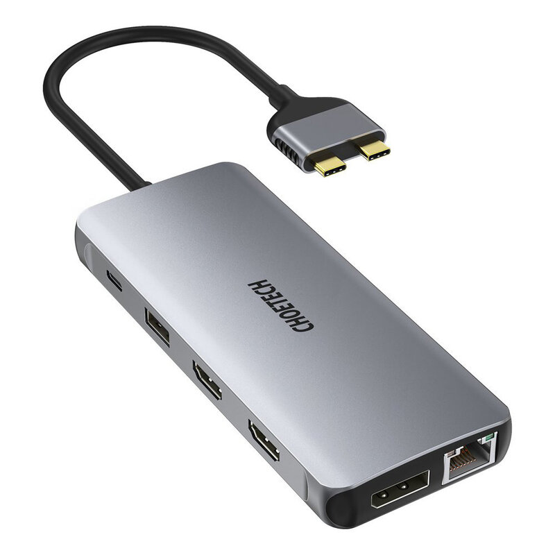 Hub MacBook 2x USB-C la PD100W/ 2x HDMI+DisplayPort 4K/ 4x USB/ RJ45 Choetech M25