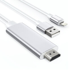 Cablu iPhone HDMI adaptor la USB + Lightning Choetech, 1.8m, alb, LH0020