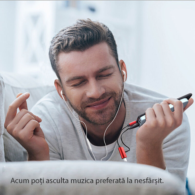 Convertor audio Baseus L37, Lightning la 2x Lightning, rosu, CALL37-91