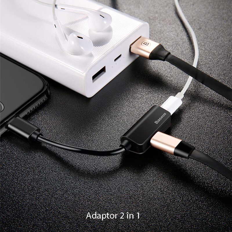 Convertor audio Baseus L37, Lightning la 2x Lightning, negru, CALL37-01