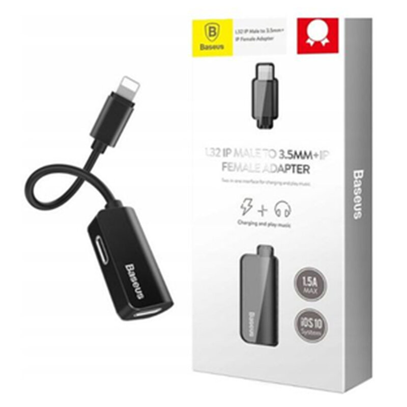 Convertor audio Baseus L37, Lightning la 2x Lightning, negru, CALL37-01