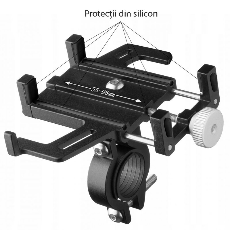 Suport telefon ghidon bicicleta universal Tech-Protect Alupro, negru 