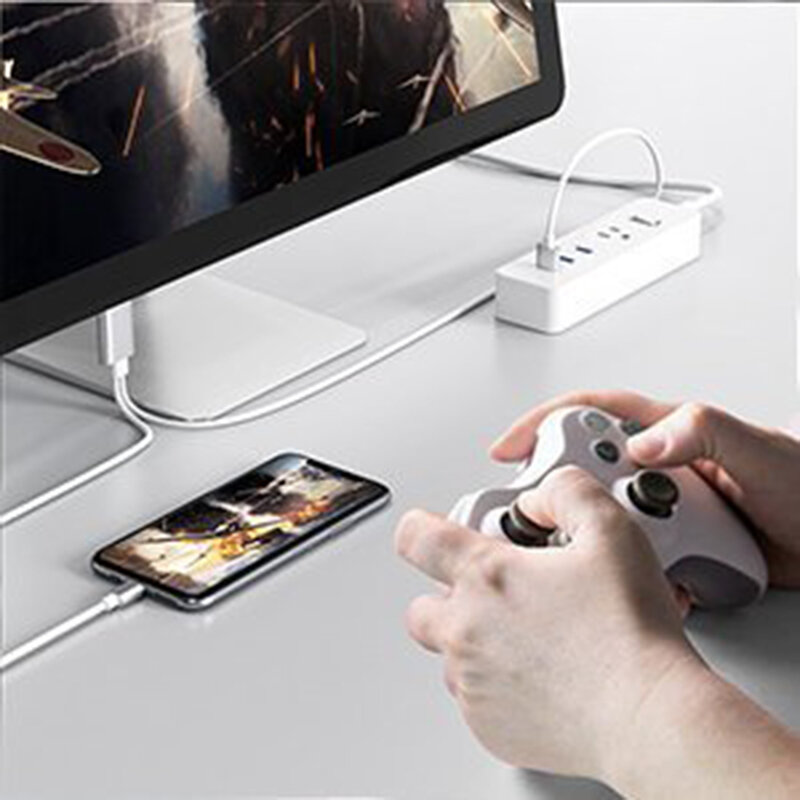 Cablu iPhone HDMI adaptor la USB + Lightning Choetech, 1.8m, alb, LH0020