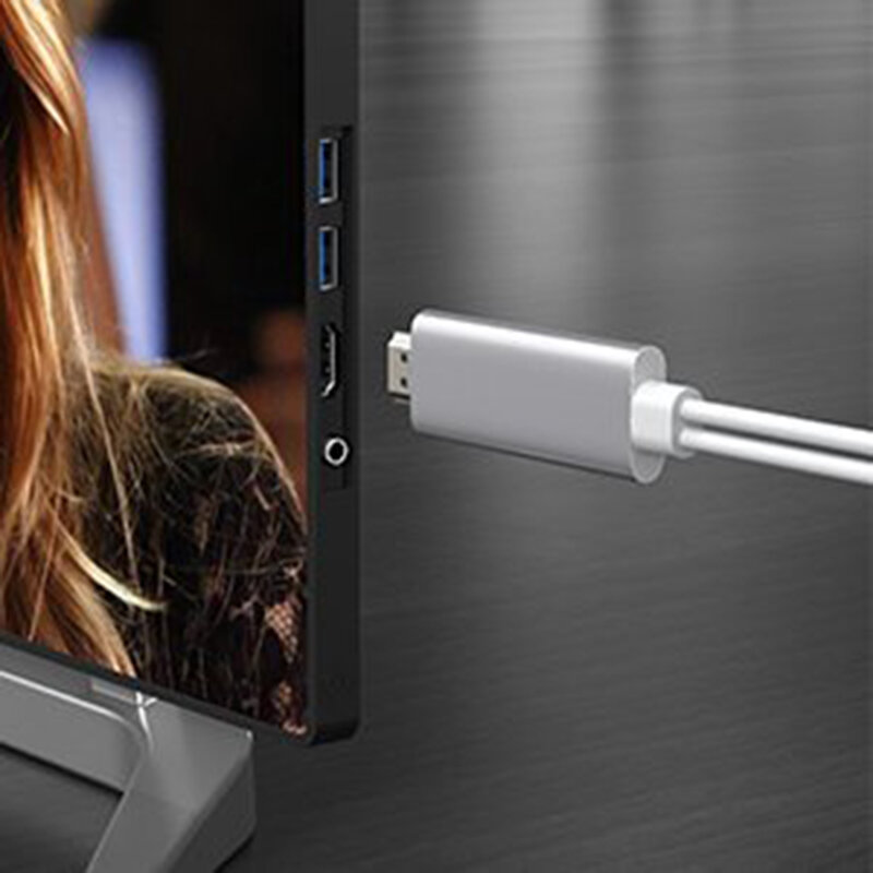 Cablu iPhone HDMI adaptor la USB + Lightning Choetech, 1.8m, alb, LH0020