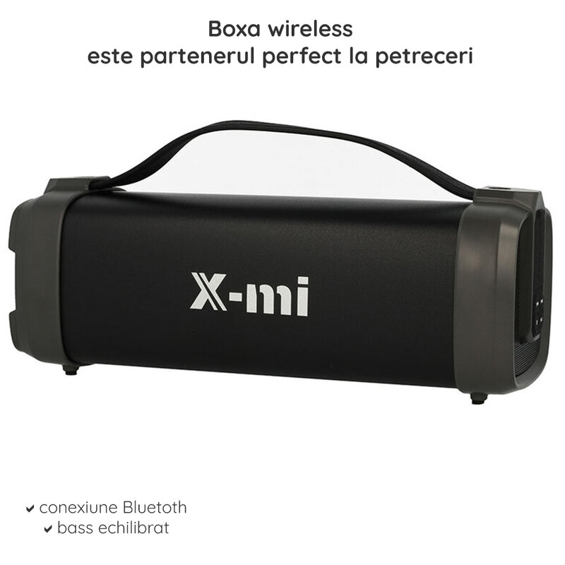 Boxa portabila Bluetooth TWS X-mi F52, USB, Jack 3.5mm, negru