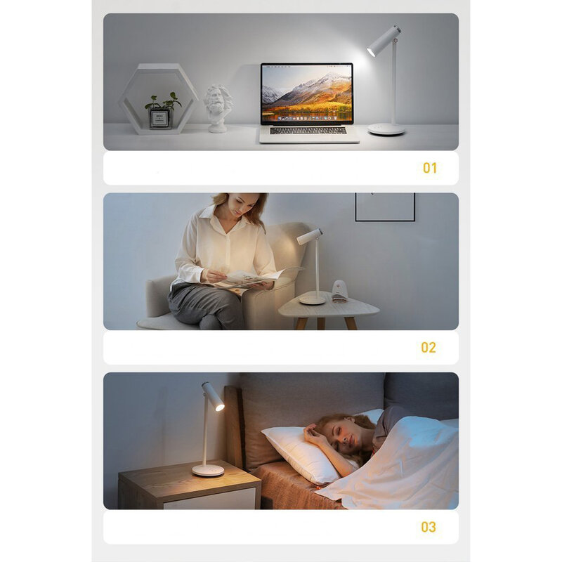 Veioza wireless pentru birou, lampa citit LED, alb, DGIWK-A02