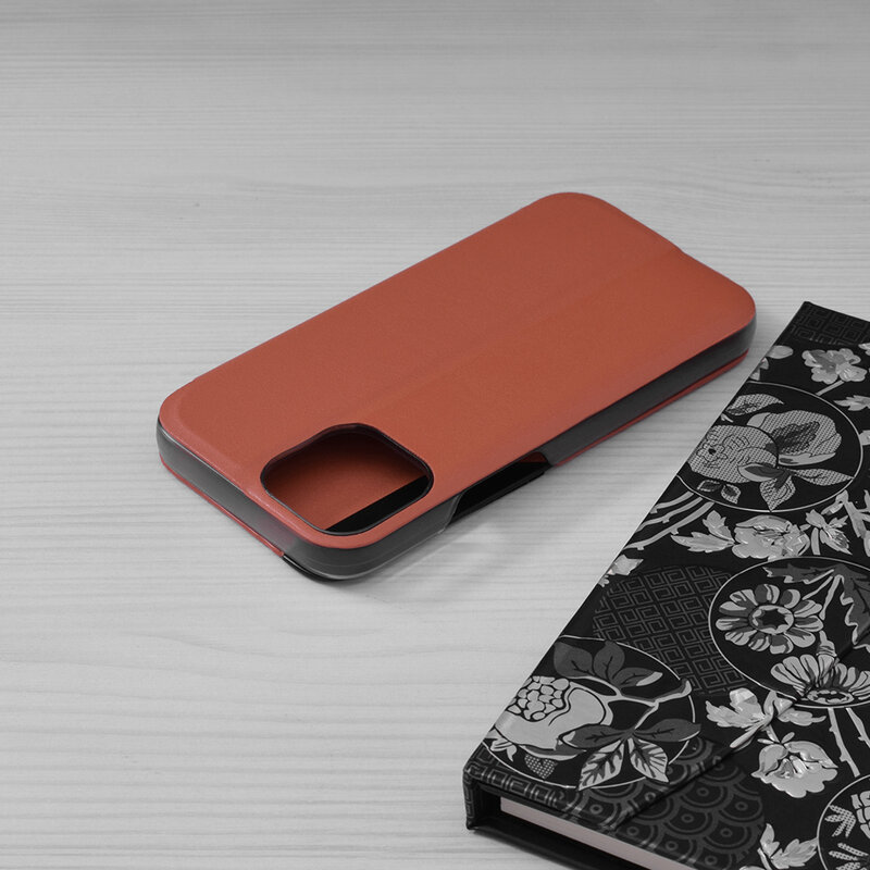 Husa iPhone 13 mini Eco Leather View flip tip carte - portocaliu