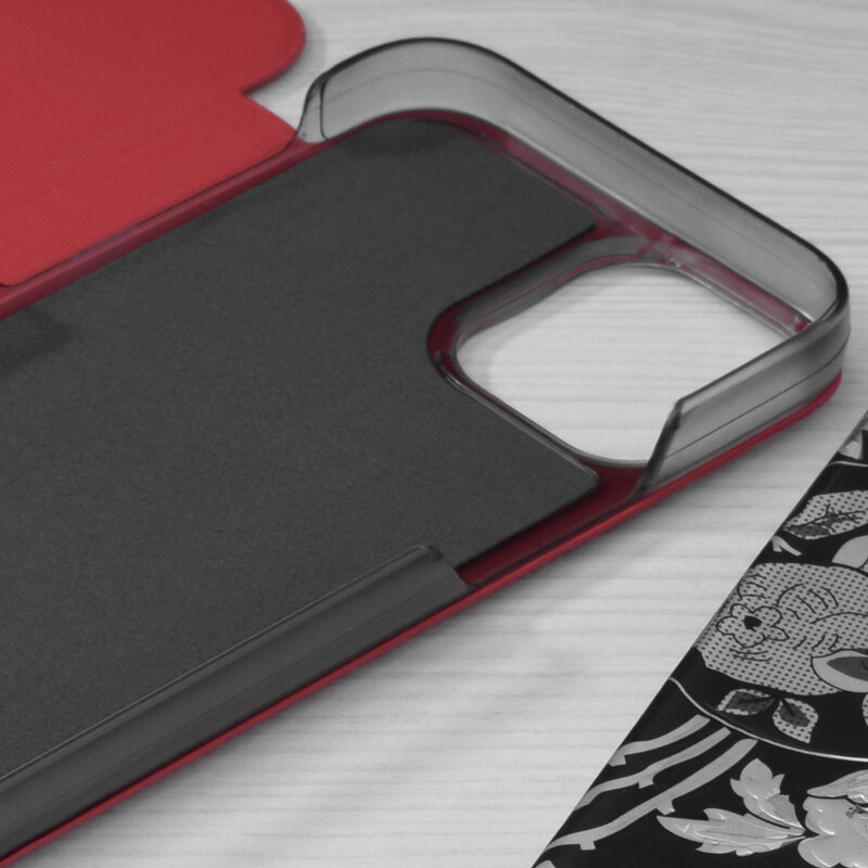 Husa iPhone 13 mini Eco Leather View flip tip carte - rosu