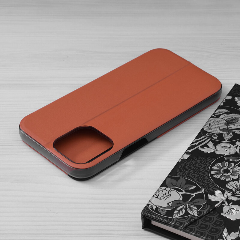 Husa iPhone 13 Pro Max Eco Leather View flip tip carte - portocaliu