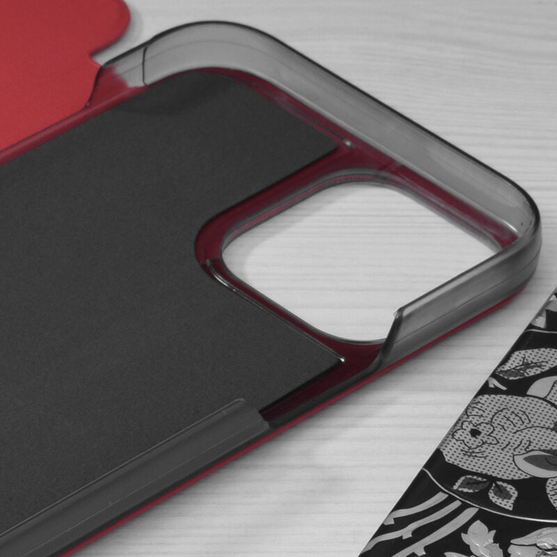Husa iPhone 13 Pro Max Eco Leather View flip tip carte - rosu