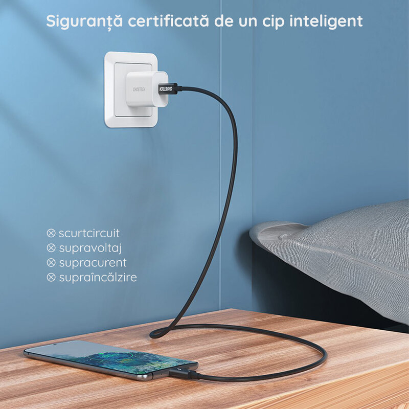 Incarcator priza Choetech, Type-C PD20W, 3A, alb, PD5005