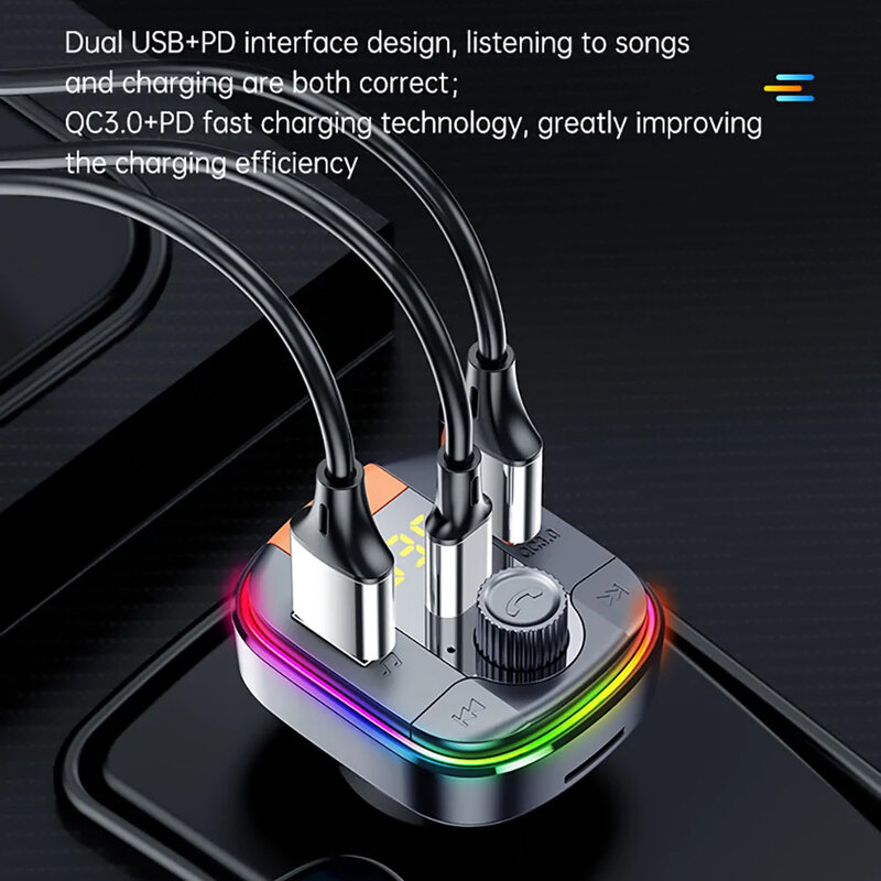 Modulator FM auto Bluetooth Yesido Y45, 2x USB + Type-C 18W, negru