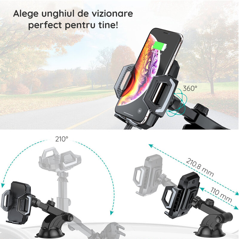 Suport auto wireless charging 10W Choetech, bord, T521-S