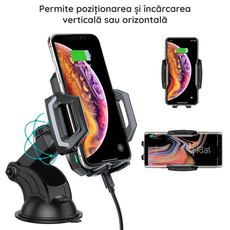 Suport auto wireless charging 10W Choetech, bord, T521-S