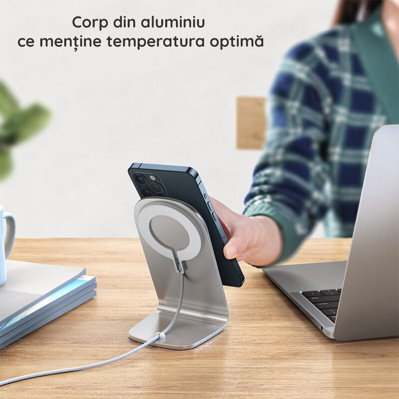 Suport birou incarcator MagSafe iPhone 12 Choetech, T517+H047