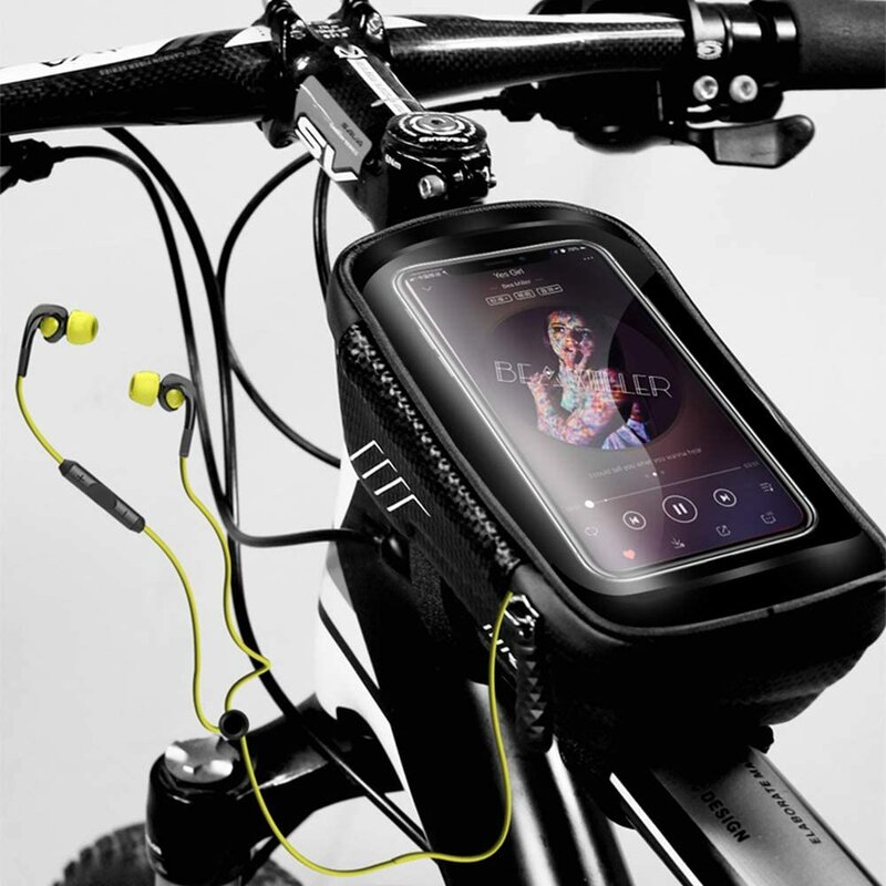 Borseta ghidon bicicleta cu husa telefon WildMan E1, 1l, negru