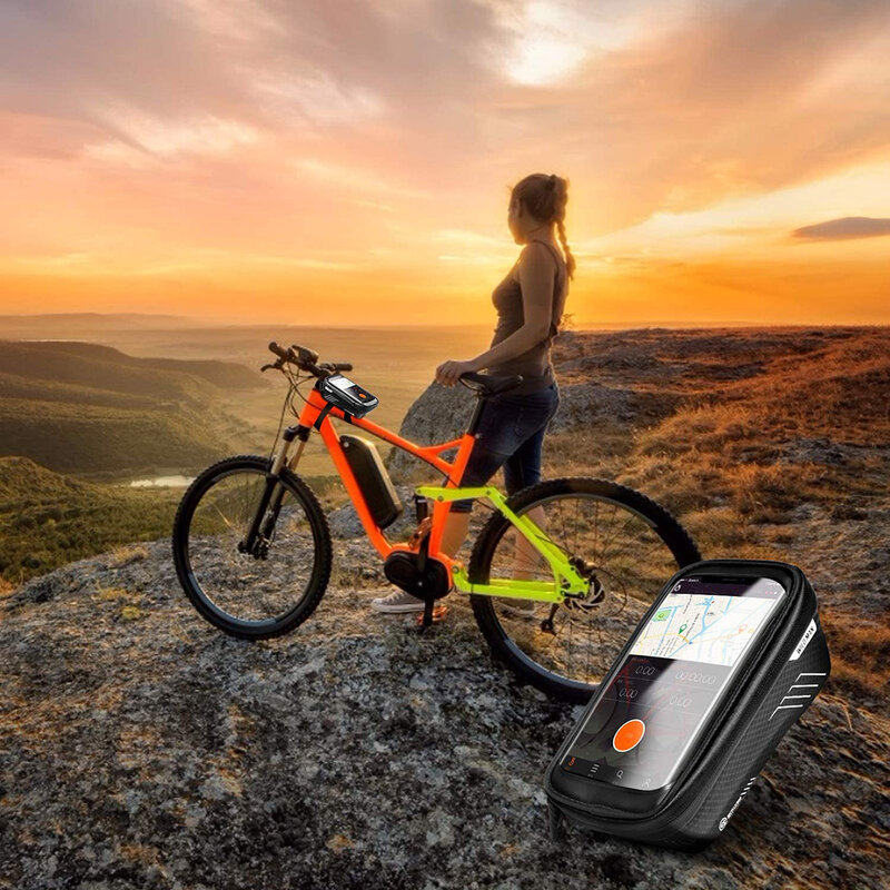Borseta ghidon bicicleta cu husa telefon WildMan E1, 1l, negru