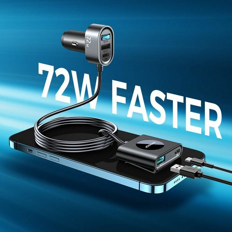 Incarcator auto JoyRoom 2x Type-C + 3x USB, 72W, 1.5m, negru, JR-CL05