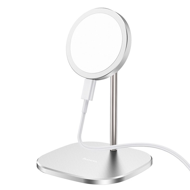 Incarcator wireless iPhone 12 Hoco CW32 tip suport birou, 15W, alb