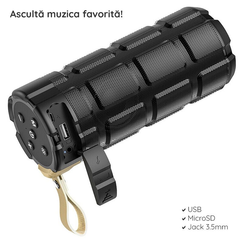 Boxa portabila Bluetooth Hoco HC7, Micro-SD, USB, FM, negru