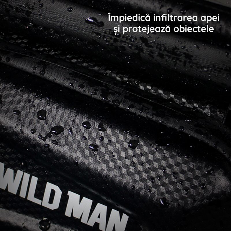 Geanta cadru bicicleta cu borseta telefon WildMan E6S, 1.2l, negru