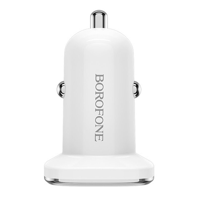 Incarcator auto USB Borofone BZ12A, 18W + cablu Micro-USB, alb
