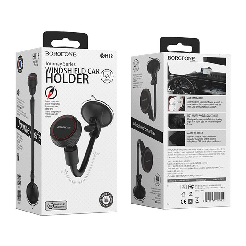 Suport telefon auto magnetic Borofone BH18, parbriz, negru