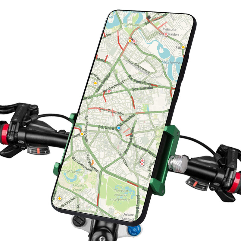 Suport Bicicleta Gub G85 Din Metal Cu Prindere De Ghidon Pentru Telefoane - Green