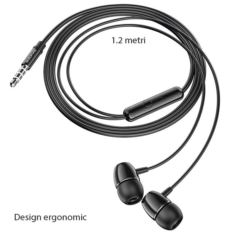 Casti in-ear Borofone BM57, Jack 3.5mm, microfon, 1.2m, negru