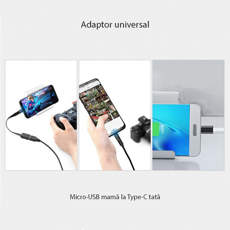Convertor Micro-USB - Type-C- Negru