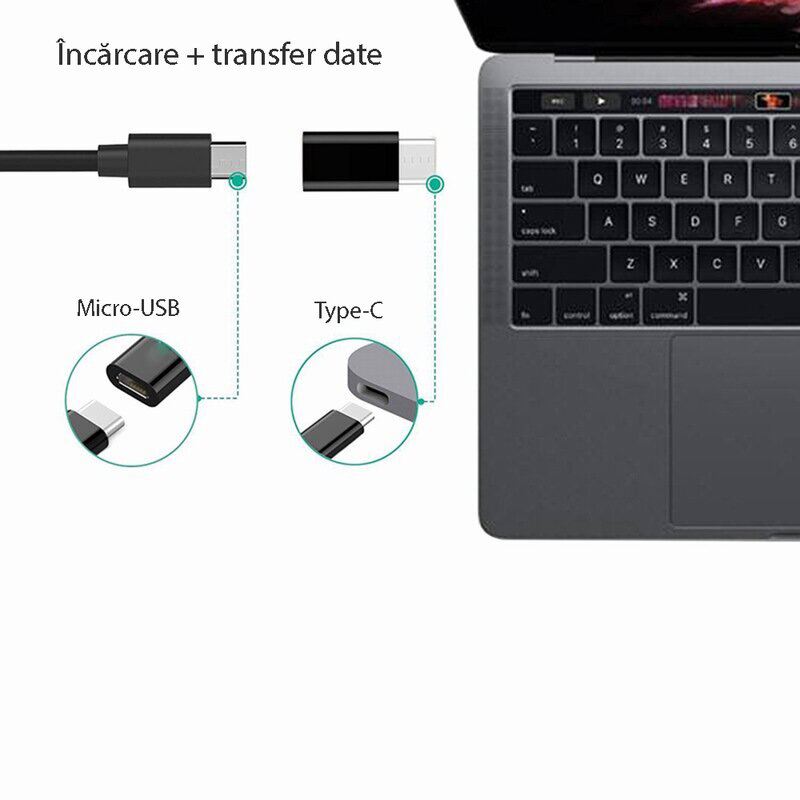 Convertor Micro-USB - Type-C- Negru