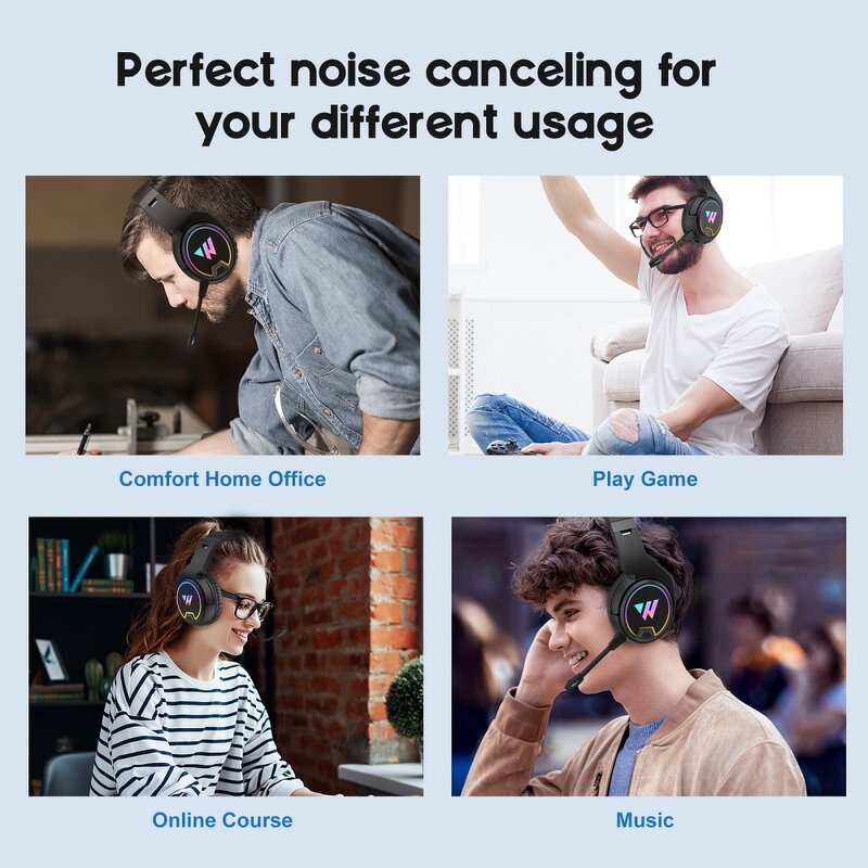 Casti over-ear cu fir Wintory W1, headset gaming wireless, negru