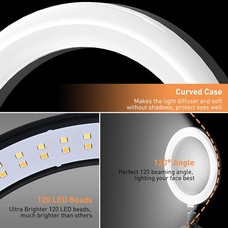 Lampa Circulara Selfie Ring Light LED Cu Trepied / Suport Telefon / Cablu USB - Roz