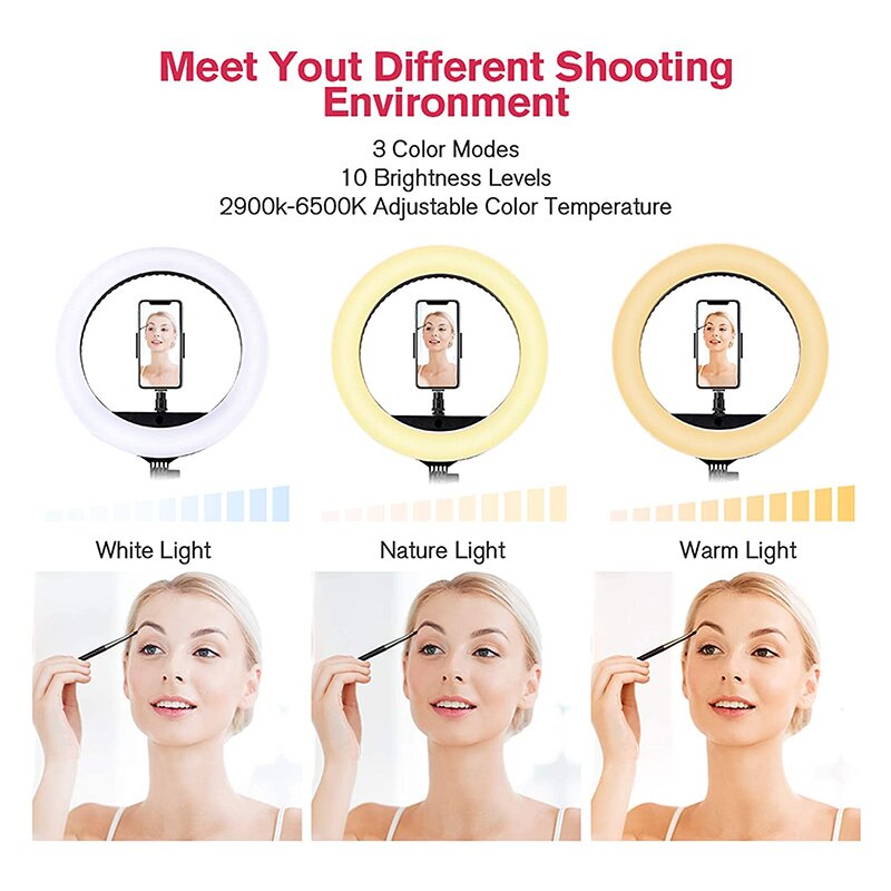 Lampa Circulara Selfie Ring Light LED Cu Trepied / Suport Telefon / Cablu USB - Roz